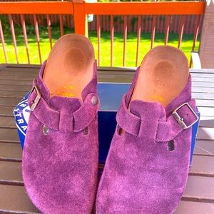 Purple suede Birkenstock Boston clogs women’s size 11 42 shoes TikTok trendy!